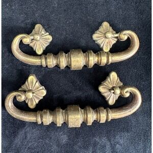 Vintage Brass Drawer Pull Handles Vintage Hardware 6.25" MCM Backplates Set of 2